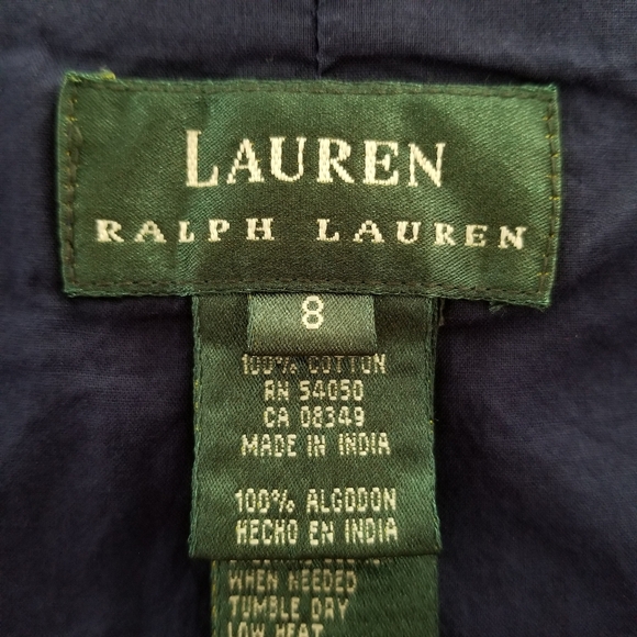 Ralph Lauren Blue Eyelet Ruffle Cotton Side Zip Short Skirt Womens 8 - Picture 4 of 4